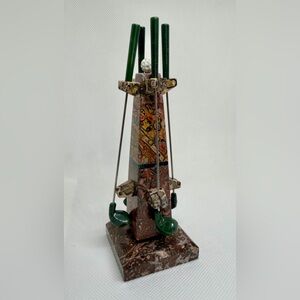 Vintage Stone Golf Club Desk Set – Hand-Carved Marble/Onyx Decor